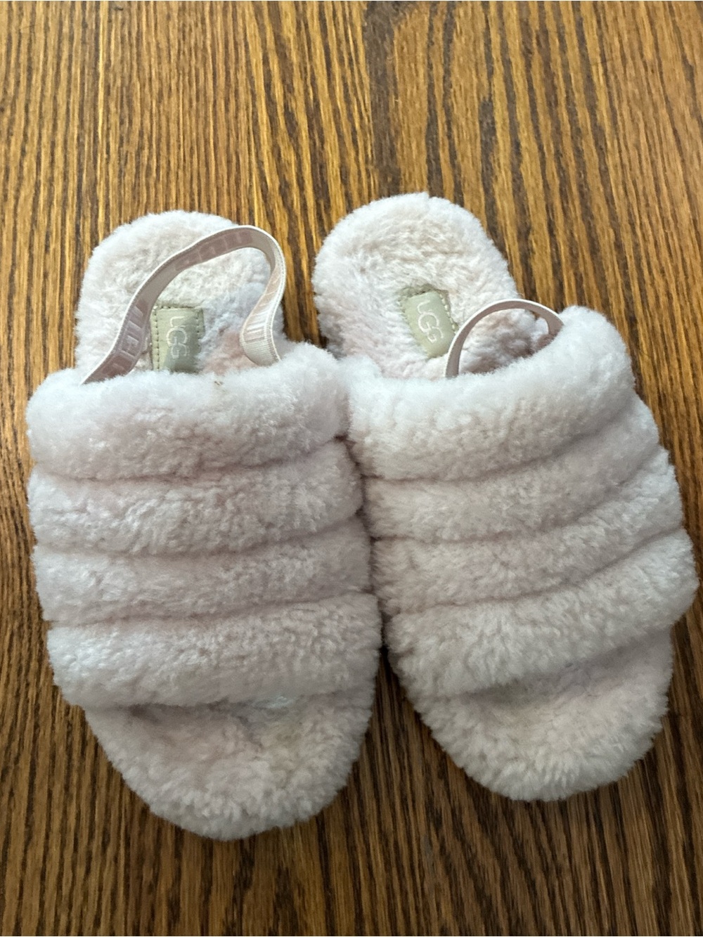 UGG Plush Shearling Slide Slippers in Pale Pink